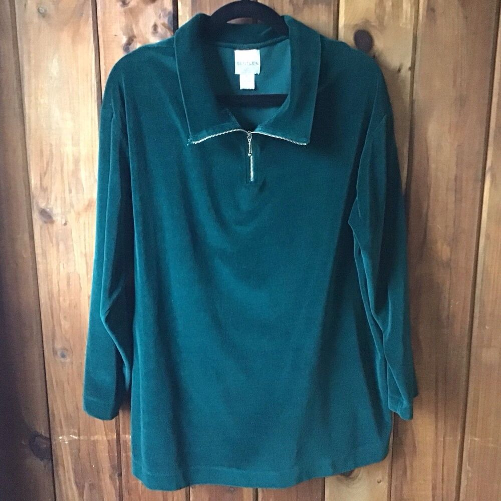 JR Bentley Men’s Pine Green Athlesure Top Size XL Velvet 80s Y2K Vintage